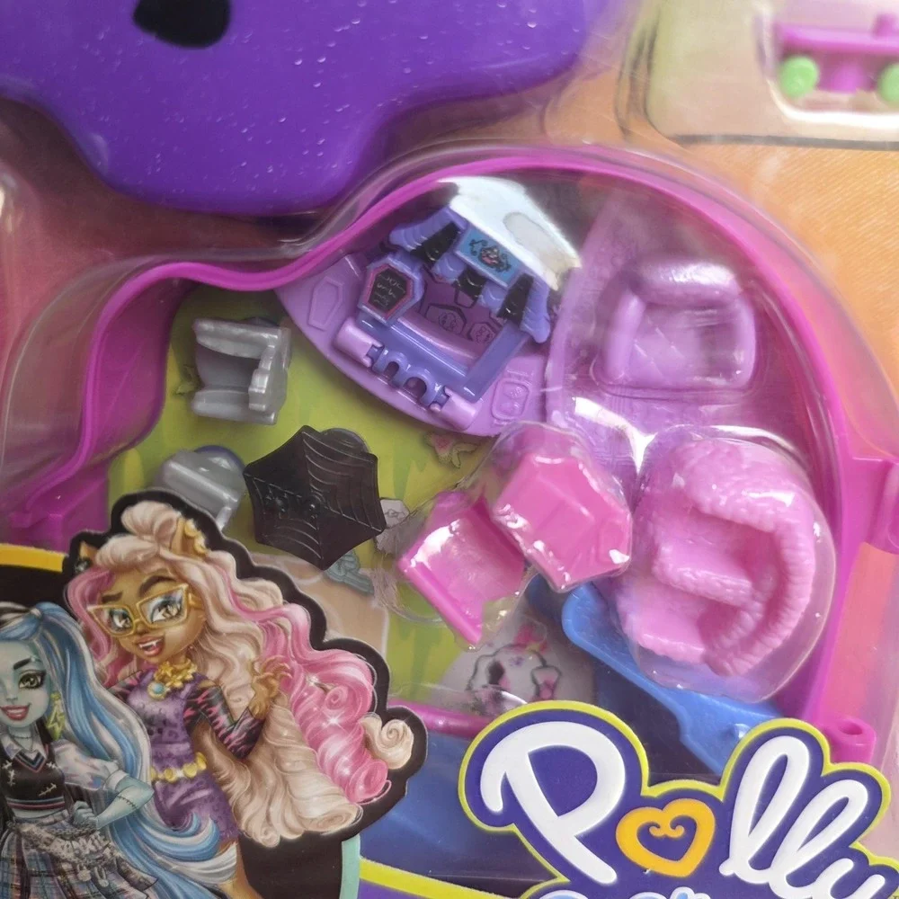 Mattel Polly Pocket Monster High Skull Compact 1in Doll Playset New In Box Toy